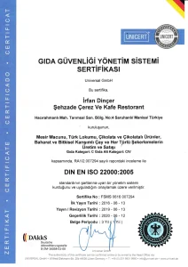 Food safety management system certificate